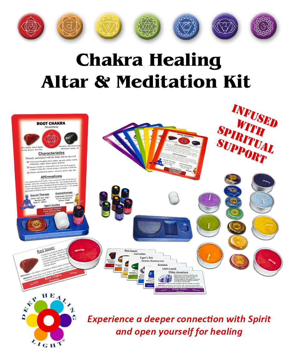 Chakra Healing Altar & Meditation Kit - 7 Chakra Sets: Engraved