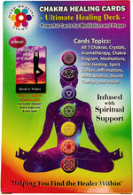 Load image into Gallery viewer, Deck of Chakra Healing Cards: Restore and Balance Your Energy with Meditations, Affirmations, Chakras Chart, Aromatherapy, Essential Oils, Reiki Symbols, Hand Mudras, 4"x6" 2-Sided Cards - FREE E-Book