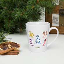 Load image into Gallery viewer, Reiki Symbols on 12 oz Ceramic Latte Mug - Uplifting Coffee Cup Gift Idea