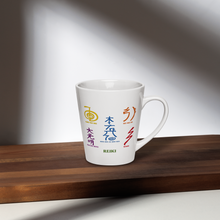 Load image into Gallery viewer, Reiki Symbols on 12 oz Ceramic Latte Mug - Uplifting Coffee Cup Gift Idea