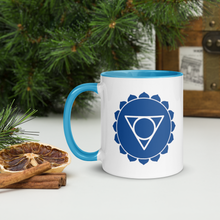 Load image into Gallery viewer, Throat Chakra Symbol Mug - Expressive 11 - 15 oz Blue Coffee Cup