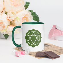 Load image into Gallery viewer, Heart Chakra Symbol Mug - Loving and Compassionate 11 oz Green Coffee Cup