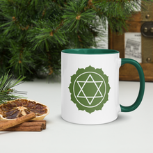 Load image into Gallery viewer, Heart Chakra Symbol Mug - Loving and Compassionate 11 oz Green Coffee Cup