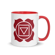 Load image into Gallery viewer, Root Chakra Symbol Mug - Very Grounding 11 - 15 oz Red Coffee Cup