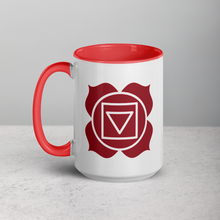 Load image into Gallery viewer, Root Chakra Symbol Mug - Very Grounding 11 - 15 oz Red Coffee Cup