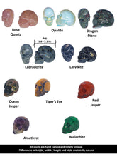 Load image into Gallery viewer, Named and Unnamed Crystal Skulls - 2 inch Natural Stone Skulls with Identities for Meditation Room, Altars and Home Decor