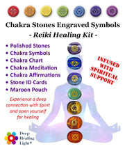 Load image into Gallery viewer, Chakra Stones, Engraved Symbols - Reiki Healing - Polished Stones, Chakra Chart, Chakra Symbols, Affirmations, Meditation, Stone ID Cards