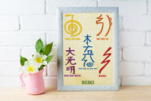 Load image into Gallery viewer, Printable Reiki Symbols and Reiki Symbols Spelling Poster for Meditation Room or Reiki Sessions - Digital Wall Print for Instant Download and Printing