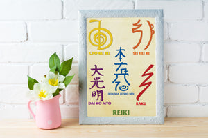 Printable Reiki Symbols and Reiki Symbols Spelling Poster for Meditation Room or Reiki Sessions - Digital Wall Print for Instant Download and Printing