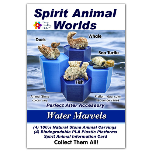 Spirit Animal Worlds - Hand Carved Collections of Natural Stone Figurines with Display Stands and Spirit Animals Information Card