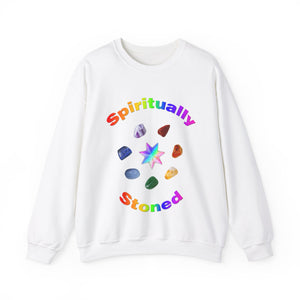 Spiritually Stoned - Heptagram Star with Chakra Stones - Unisex Heavy Blend™ Crewneck Sweatshirt