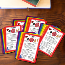 Load image into Gallery viewer, Reiki Supplies - Chakra Healing Cards for Sessions and Classes - 5 Sets of 7 - Affirmations, Chakra Symbols, Guided Meditations for Clients (35 cards)