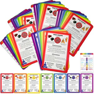 Reiki Supplies - Chakra Healing Cards for Sessions and Classes - 5 Sets of 8 - Affirmations, Chakra Symbols, Guided Meditations for Clients (40 cards)