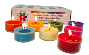 Chakra Scented Tealight Candles - 2 Sets of 8 Colors and Scents, 16 Total - Great for Relaxation and Meditation - All 7 Chakras + Soul Star