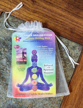 Load image into Gallery viewer, Deck of Chakra Healing Cards in its 6x8 inch organza bag