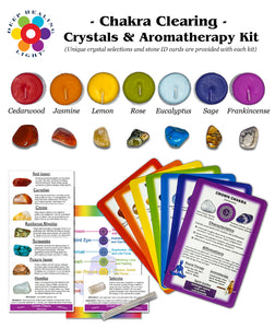Chakra Clearing Crystal and Aromatherapy Altar Kits (32 Pc): Scented Candles, Chakra Stones, ID Cards, Chakra Healing Cards for Meditation, Reiki, Energy Work - Spirituality and Mindfulness