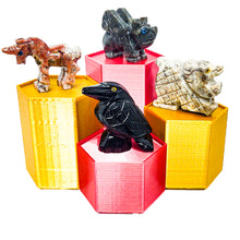 Load image into Gallery viewer, Spirit Animal Worlds - Hand Carved Collections of Natural Stone Figurines with Display Stands and Spirit Animals Information Card