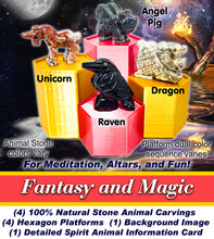Load image into Gallery viewer, Spirit Animal Worlds - Hand Carved Collections of Natural Stone Figurines with Display Stands and Spirit Animals Information Card