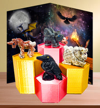 Load image into Gallery viewer, Spirit Animal Worlds - Hand Carved Collections of Natural Stone Figurines with Display Stands and Spirit Animals Information Card