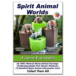 Spirit Animal Worlds - Hand Carved Collections of Natural Stone Figurines with Display Stands and Spirit Animals Information Card