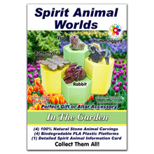 Load image into Gallery viewer, Spirit Animal Worlds - Hand Carved Collections of Natural Stone Figurines with Display Stands and Spirit Animals Information Card