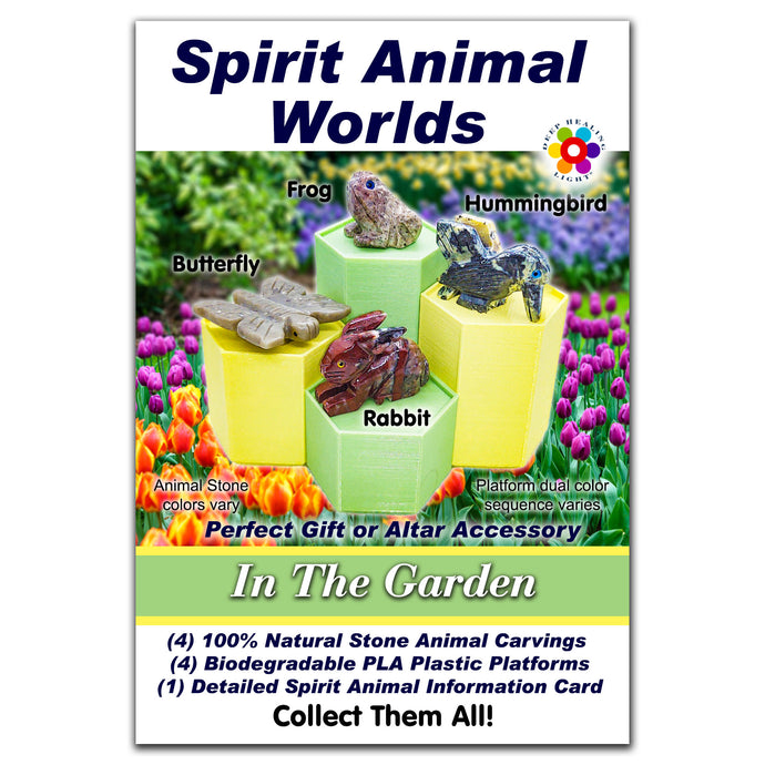 Spirit Animal Worlds - Hand Carved Collections of Natural Stone Figurines with Display Stands and Spirit Animals Information Card