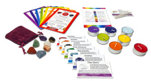 Load image into Gallery viewer, Chakra Clearing Crystal and Aromatherapy Altar Kits (32 Pc): Scented Candles, Chakra Stones, ID Cards, Chakra Healing Cards for Meditation, Reiki, Energy Work - Spirituality and Mindfulness