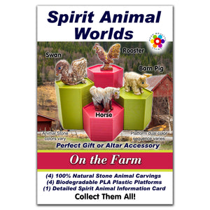 Spirit Animal Worlds - Hand Carved Collections of Natural Stone Figurines with Display Stands and Spirit Animals Information Card