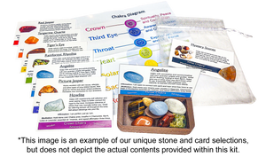 Pocket Chakra Altar Kit with Crystals and Cards - Portable Meditation and Chakra Healing Supplies