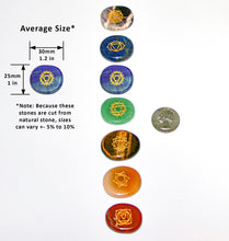 Load image into Gallery viewer, Chakra Stones, Engraved Symbols - Reiki Healing - Polished Stones, Chakra Chart, Chakra Symbols, Affirmations, Meditation, Stone ID Cards