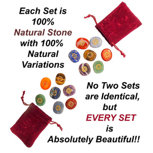 Chakra Stones, Engraved Symbols - Reiki Healing - Polished Stones, Chakra Chart, Chakra Symbols, Affirmations, Meditation, Stone ID Cards