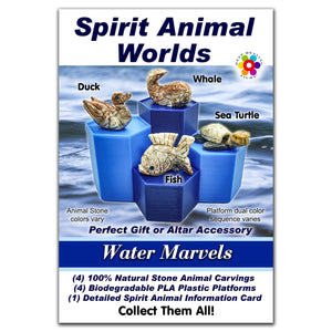 Spirit Animal Worlds - Hand Carved Collections of Natural Stone Figurines with Display Stands and Spirit Animals Information Card