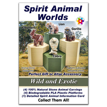 Load image into Gallery viewer, Spirit Animal Worlds - Hand Carved Collections of Natural Stone Figurines with Display Stands and Spirit Animals Information Card