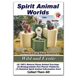 Spirit Animal Worlds - Hand Carved Collections of Natural Stone Figurines with Display Stands and Spirit Animals Information Card