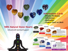 Load image into Gallery viewer, Natural Stone Chakra Infinity Hearts Collection with Information Cards, Affirmations and Meditation with Bonus Meditation Download