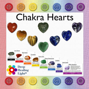 Natural Stone Chakra Infinity Hearts Collection with Information Cards, Affirmations and Meditation with Bonus Meditation Download