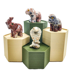 Spirit Animal Worlds - Hand Carved Collections of Natural Stone Figurines with Display Stands and Spirit Animals Information Card