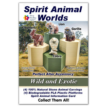 Load image into Gallery viewer, Spirit Animal Worlds - Hand Carved Collections of Natural Stone Figurines with Display Stands and Spirit Animals Information Card